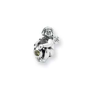 August Birthstone, Angel Charm in Silver for Pandora and 3mm Bracelets