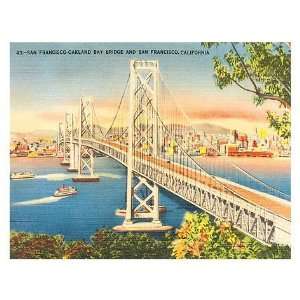  World Travel Poster Oakland Bridge 12 inch by 18 inch 