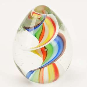    Murano Paperweight Twisted Candy Cane Oval 
