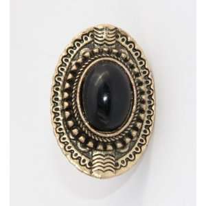  Egyptian Style Black Stone Cocktail Ring: Jewelry