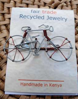 African Jewelry Bicycle Recycled Pin Brooch Kenya  