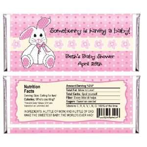   Pink Bunny   Personalized Candy Bar Wrapper Baby Shower Favors Baby