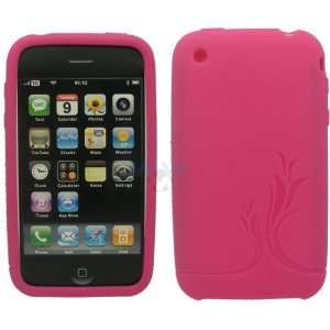  Apple iPhone 3G 3GS Engraved Flower Design Pink Gel Skin 