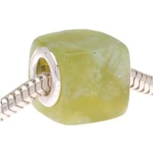  Gemstone Cube Bead Fits Pandora Olive Jade 11mm (1): Arts 