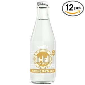 Hiball Sparkling Energy Water Vanilla, 10 Ounce Glass Bottles (Pack of 