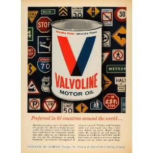  1964 Ad Valvoline Motor Oil Lubrication Can Road Signs 