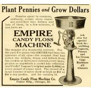 1909 Ad Plant Pennies Grow Dollars Empire Candy Floss Machine 