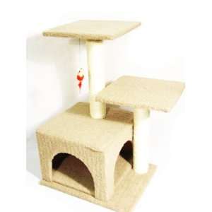   NEW PET Cat HOME Double Tower Platforms w. Cave Tunnel