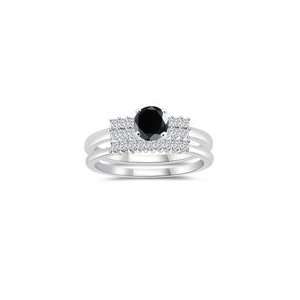   Black & White Diamond Matching Ring Set in 14K White Gold 3.0 Jewelry