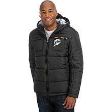 Pro Line Miami Dolphins Quilted Puff Jacket with Plaid Lining 