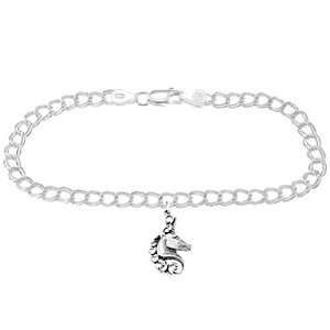   Silver Mystical Unicorn Head on 4 Millimeter Charm Bracelet Jewelry