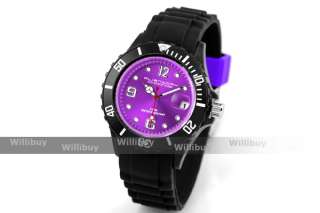    Style XXL Armbanduhr/Uhr Quarz Silikon Watch/Schwarz+Colorful  