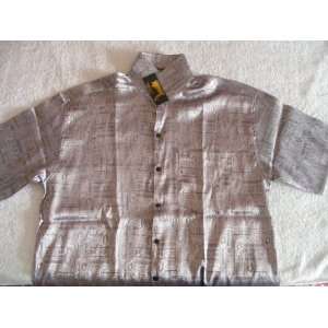  Mens Premium 100% Thai Silk Shirt  Sterling Silver Mosaic 
