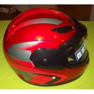 DOT Approved Kids Atv/4 Wheeler Helmet (red w/ red stripes):  