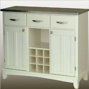   Home Styles Furniture White Buffet with Stainless Top