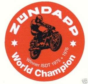 ZUNDAPP STICKER Winner ISDT 1975 76 World Champion GS  