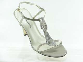 New MICHAEL SHANNON Silver Crystal Strappy Sandals Heels 10 M  