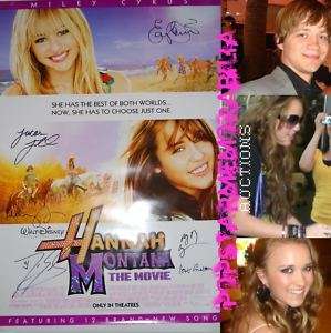 Hannah Montana Movie Cast SIGNED Poster Miley Cyrus +5  