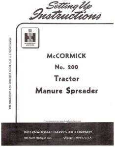 McCormick No. 200 Tractor Manure Spreader Operators  
