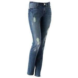   LAUREN CONRAD Distressed Skinny Stretch Denim Blue Jeans~Size 2  