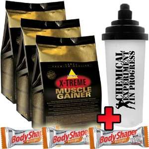  Gainer 3 x 500g Beutel + Chemical Experiment PROTEIN BAR Shaker + 3 