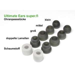 Ultimate Ears Ohrpassstücke, dunkelgrau / schwarz, kompletter Satz 