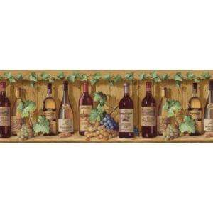 The Wallpaper Company 8 in x 10 in Jewel Tone Wine Bottles Border 