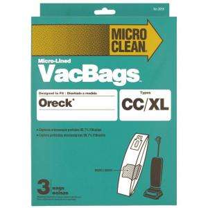 Micro Clean Type CC/XLVacuum Bags for Oreck Upright Vacuums (3 Pack 