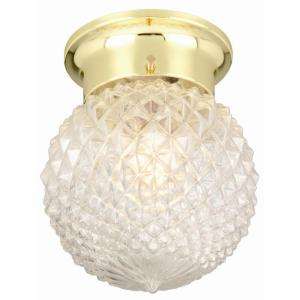 Design House 1 Light Polished Brass with Diamond Cut Glass Ceiling 