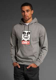 OBEY OG Face Hoodie in Heather Grey  