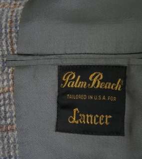 Palm Beach Tweed Sport Coat Gray Plaid Wool 39XL  