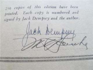    JACK DEMPSEY & NAT FLEISCHER Signed Book 1929Ltd Edition  