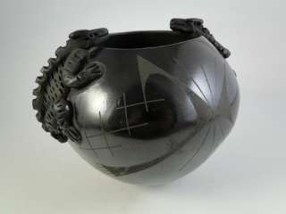 Vintage Mata Ortiz Fabiola Quezada Lizard Art Pottery Bowl Pot Dish 