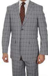 Slim Fit Sharkskin Glen Plaid Grey Mens Suit  
