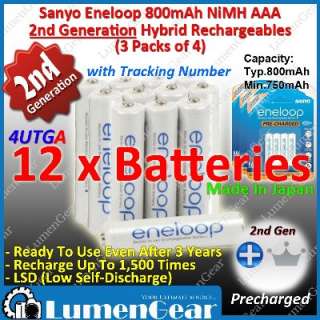   Genuine Sanyo Eneloop AAA Hybrid NiMH 2nd Gen Rechargeable HR 4UTGA