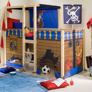 Hochbett Piratenschiff Spielbett Pirat Thuka Masssiv + Matratze 