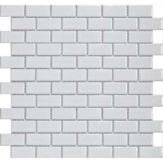   White 11 3/4 in. x 11 3/4 in. Porcelain Mesh Mounted Mosaic Tile