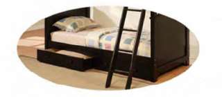 NEW CAPE COD BLACK SOLID WOOD TWIN BUNK BED W/2 DRAWERS  