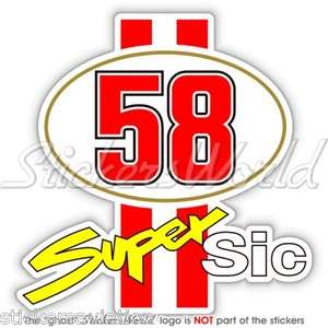 MARCO SIMONCELLI 58 Super Sic 100mm Vinyl Sticker Adesivo Aufkleber 
