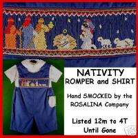 NWT Rosalina Smocked NATIVITY CHRISTMAS Romper boy 24m  
