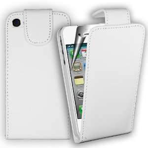 iPhone 4G Tasche in weiß Kunstleder Flip Case für iPhone 4 4S Tasche 