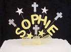 CHRISTENING/HO​LY COMMUNION NAME CAKE TOPPER YELLOW