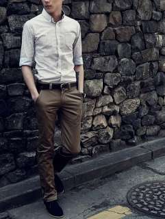 South Korean Mens Slim Designed Casual Trousers Pants 3 color 053 