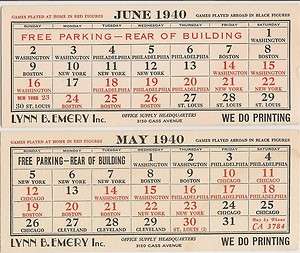   June 1940 Detroit Tigers Schedules Ink Blotters Both Lynn B Emery Inc