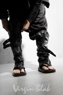 vb HOMME Black Leather Leg Warmers 3WI  