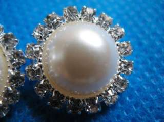Clear Crystal Rhinestone Pearl 18mm Buttons A001  