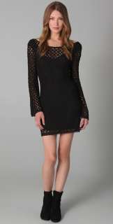 Free People Gypsy Lace Bell Sleeve Body Con Dress small large black $ 