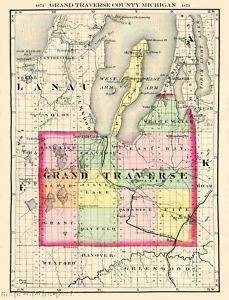 GRAND TRAVERSE COUNTY MICHIGAN (MI) MAP 1873 MOTP  