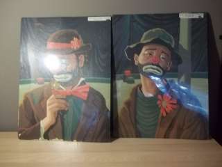 LOT OF 2 SADFACE PAINT BY NUMBER EMMETT KELLY 12X16 PBN  