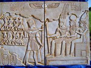 Riesiges ägyptisches Relief 2 teilg Horus Ramses Ra W24  